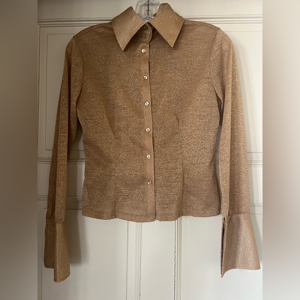 Naracamicie Shimmering Gold Button-Down Shirt